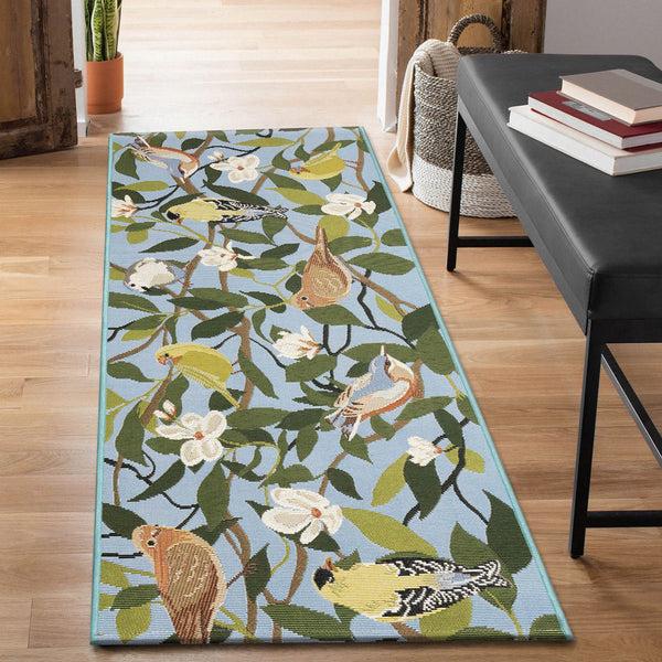 Plow & Hearth Floral Finches Indoor/Outdoor Rug