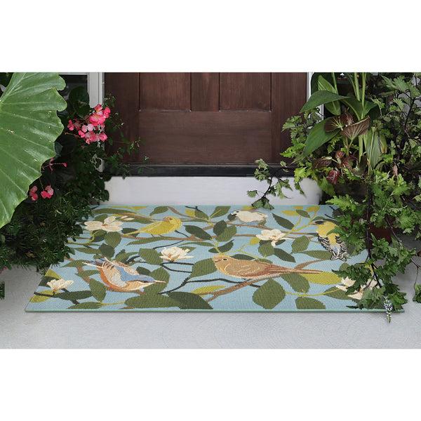 plow & hearth Floral Finches Indoor/Outdoor Rug
