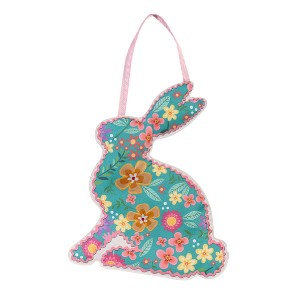 Plow & Hearth Floral Patterned Bunny Door Decor