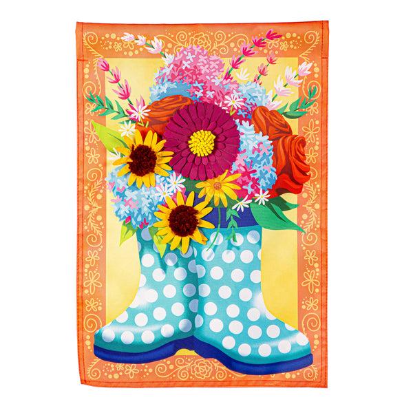 Plow & Hearth Floral Rain Boots Applique Garden Flag