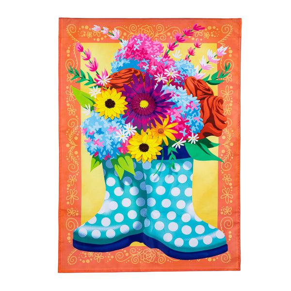 Plow & Hearth Floral Rain Boots Applique House Flag