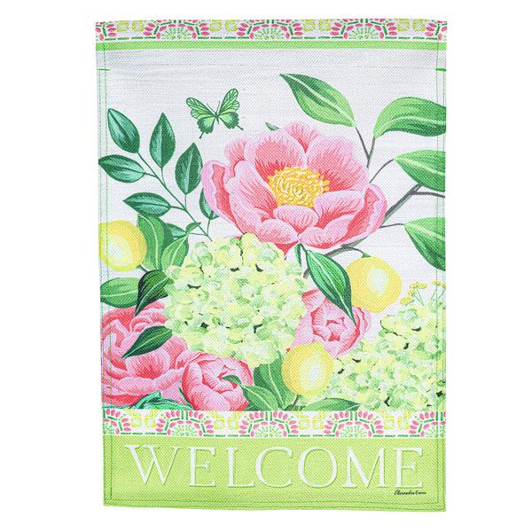 Plow & Hearth Floral Welcome Burlap Garden Flag
