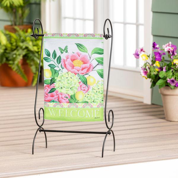 plow & hearth Floral Welcome Burlap Garden Flag