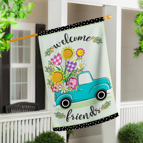 plow & hearth Flower Truck Applique House Flag