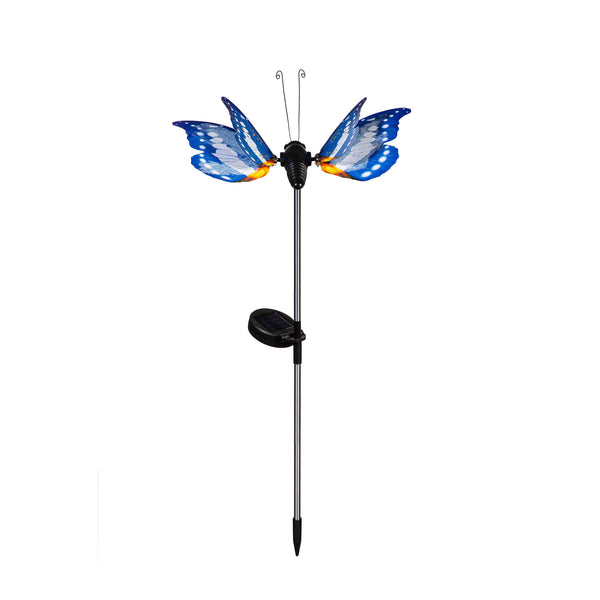Plow & Hearth Flutterfly Solar Garden Stake Blue