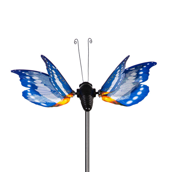 Plow & Hearth Flutterfly Solar Garden Stake Blue