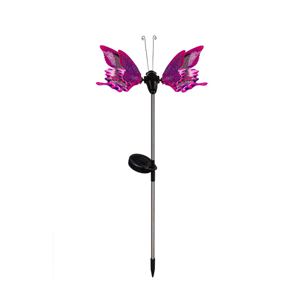 Plow & Hearth Flutterfly Solar Garden Stake Pink