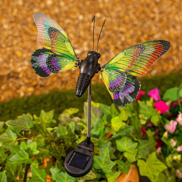 plow & hearth Flutterfly Solar Garden Stake Rainbow