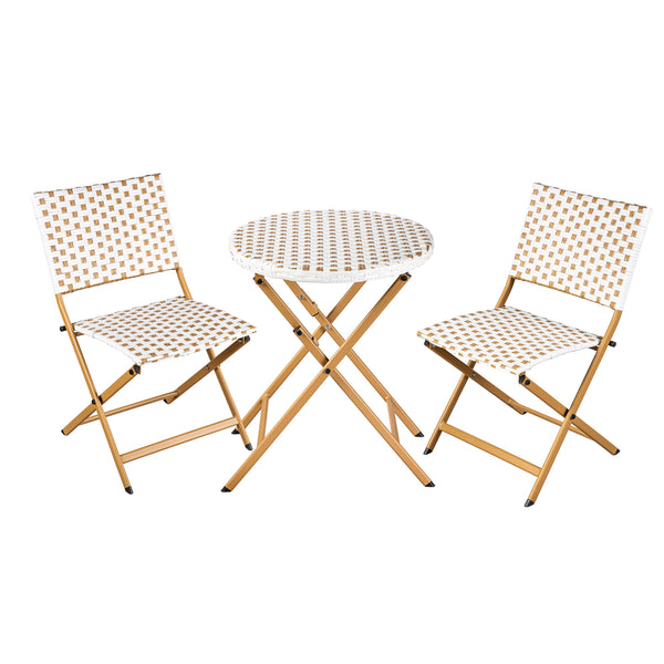 Plow & Hearth Folding Wicker 3-Piece Bistro Set