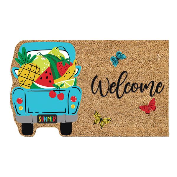 plow & hearth Fruity Truck Coir Mat