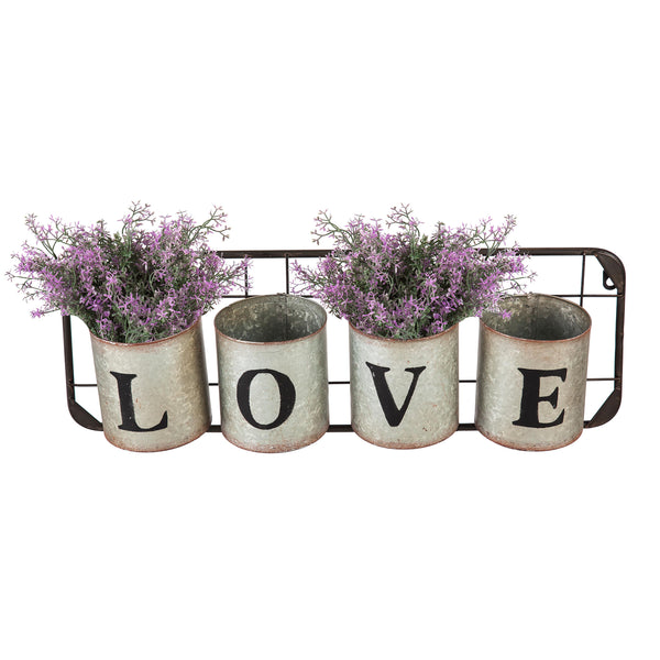 Plow & Hearth Galvanized Metal Wall Pockets "LOVE"