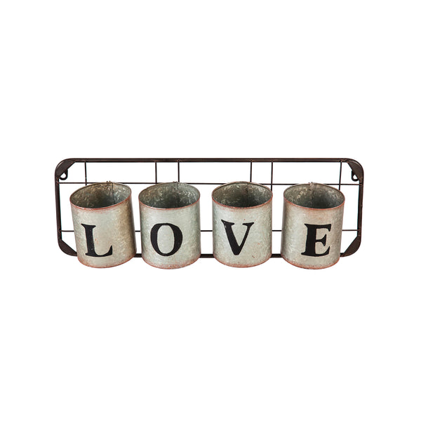 Plow & Hearth Galvanized Metal Wall Pockets "LOVE"