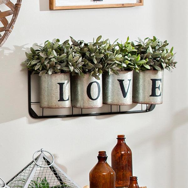 plow & hearth Galvanized Metal Wall Pockets "LOVE"