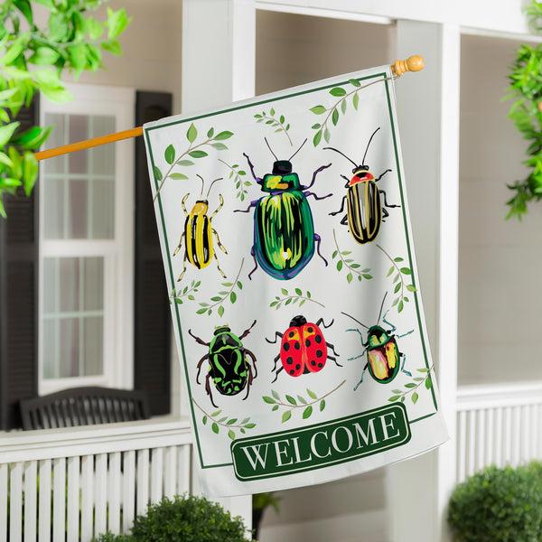 plow & hearth Garden Beetles Applique House Flag