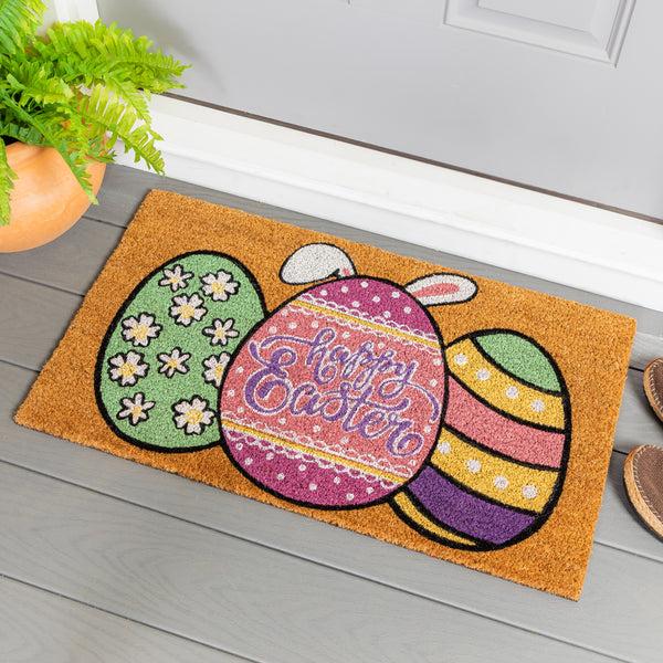 plow & hearth Gingham Easter Coir Mat