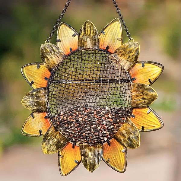 Plow & Hearth Glass And Metal Sunflower Bird Feeder