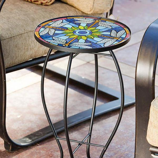 plow & hearth Glass Table Tiffany Inspired Dragonfly