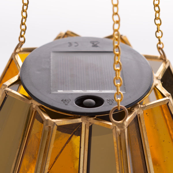 Plow & Hearth Golden Glass Hanging Solar Light