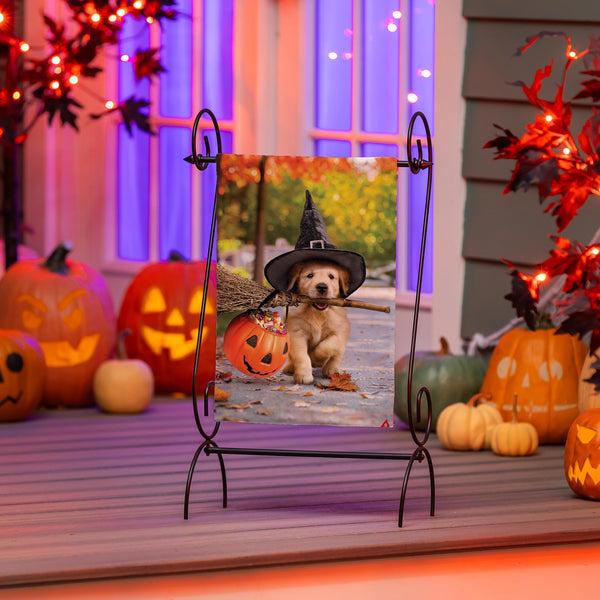 Plow & Hearth Goldens With Broom Suede Garden Flag