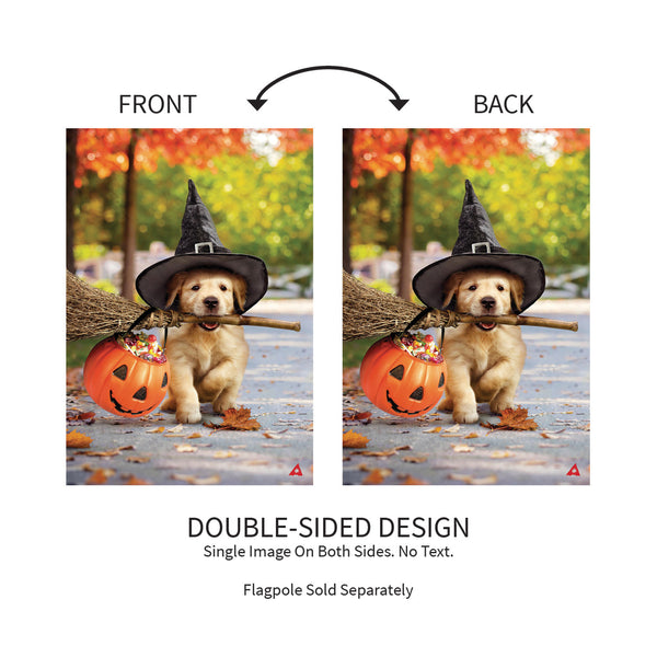 Plow & Hearth Goldens With Broom Suede Garden Flag