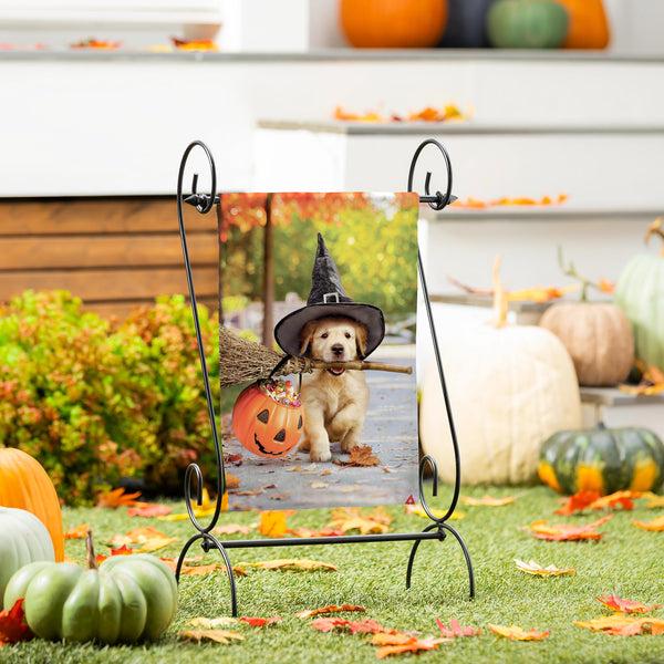 plow & hearth Goldens With Broom Suede Garden Flag