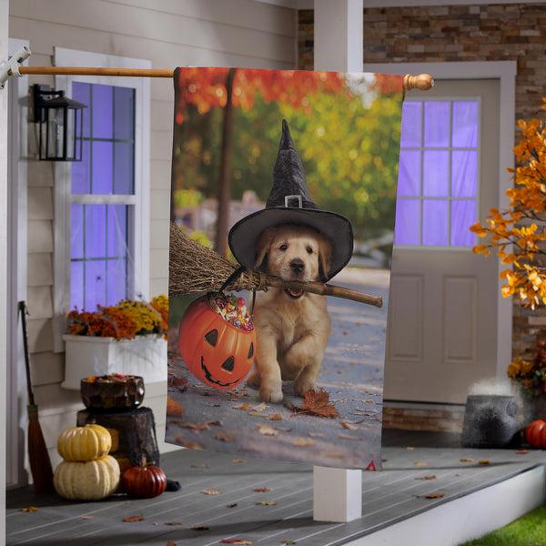 Plow & Hearth Goldens With Broom Suede House Flag