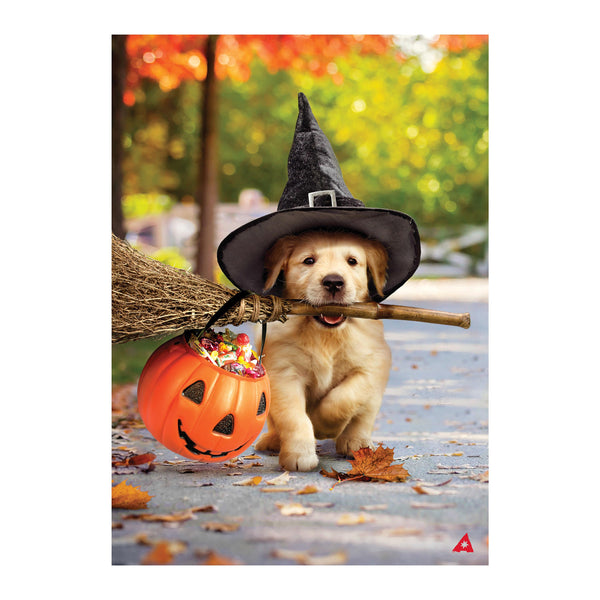 plow & hearth Goldens With Broom Suede House Flag
