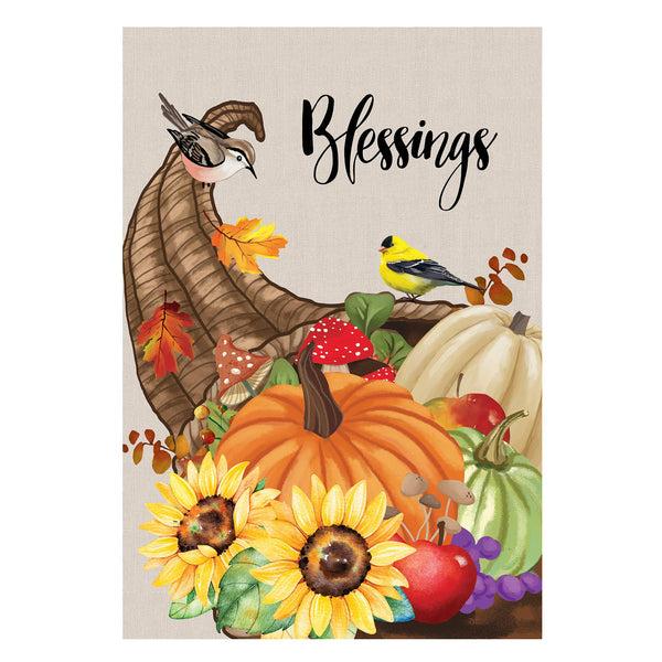 Plow & Hearth Grateful Cornucopia Suede Garden Flag