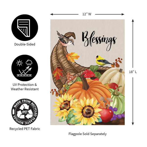 Plow & Hearth Grateful Cornucopia Suede Garden Flag