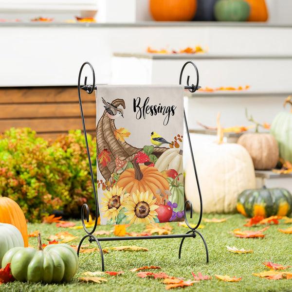 plow & hearth Grateful Cornucopia Suede Garden Flag