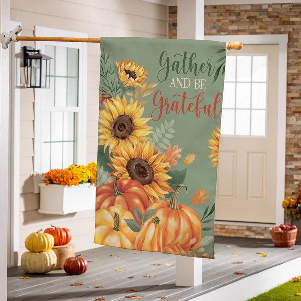 Plow & Hearth Grateful Gatherings Suede House Flag