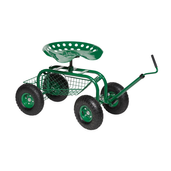 Plow & Hearth Green Rolling Scoot-N-Do Garden Seat