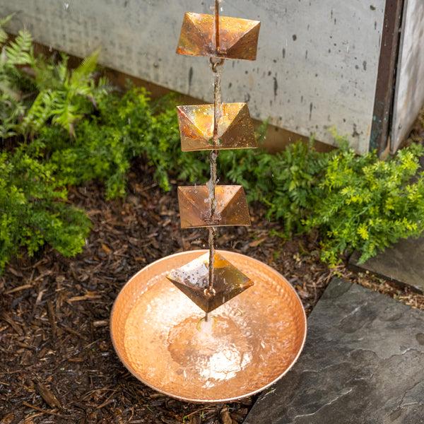 Plow & Hearth Hammered Iron Rain Chain Basin
