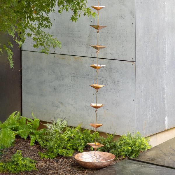 Plow & Hearth Hammered Iron Rain Chain Basin