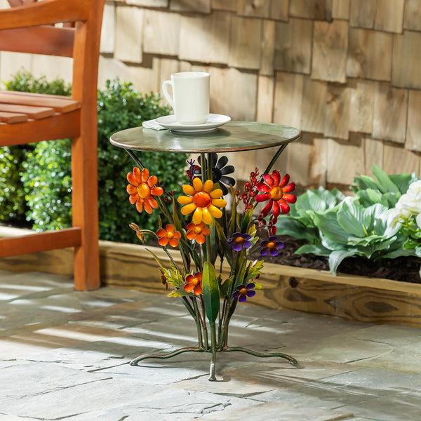 Plow & Hearth Handcrafted Metal Daisy Side Table