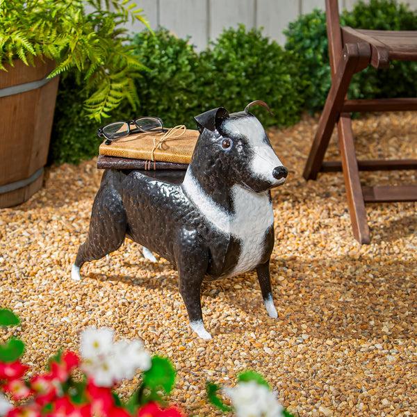 plow & hearth Handmade Metal Border Collie Table