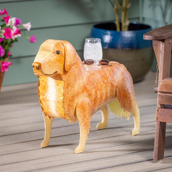 plow & hearth Handmade Metal Golden Retriever Table