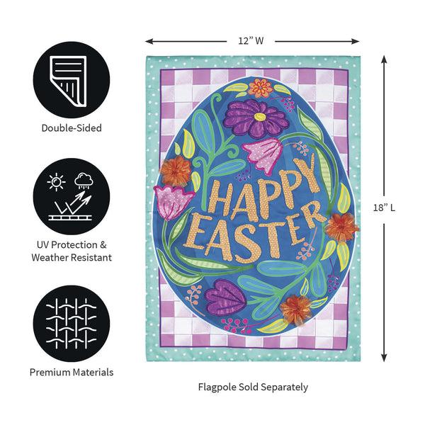 Plow & Hearth Happy Easter Applique Garden Flag