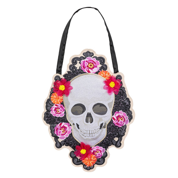 Plow & Hearth Happy Skull Floral Door Décor
