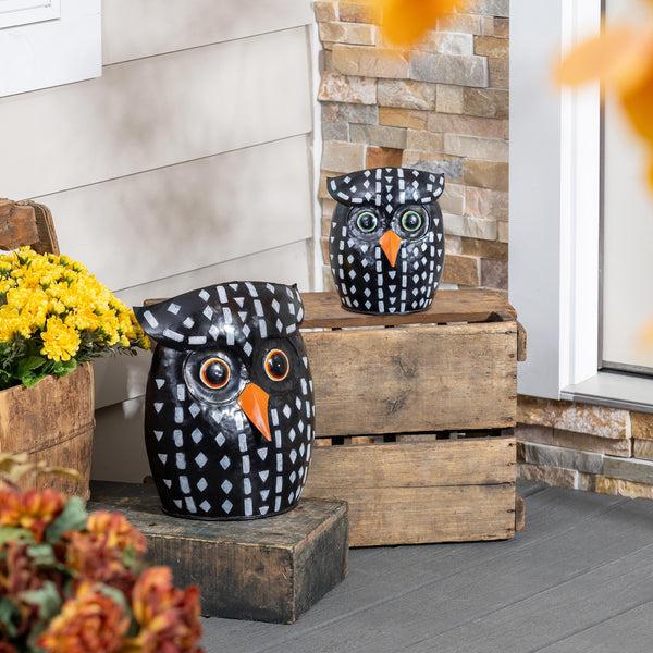 plow & hearth Harvest Dotted Owl Garden Statue Set