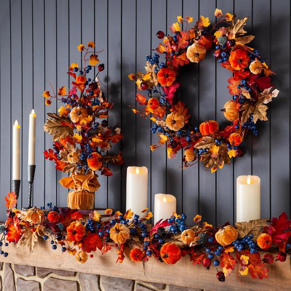 plow & hearth Harvest Pumpkin Wreath