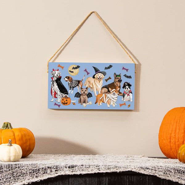 plow & hearth Haunted House Hanging Sign 11"x6"