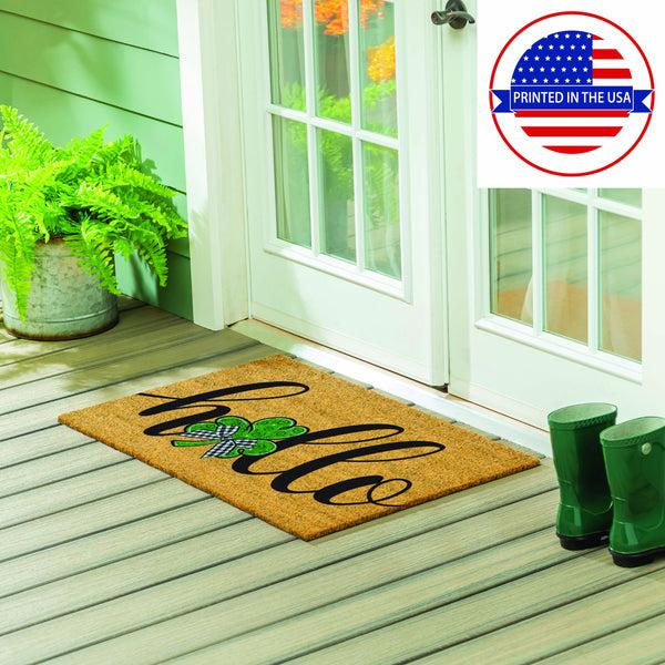 Plow & Hearth Hello Shamrock Large Coir Mat 36"x24"