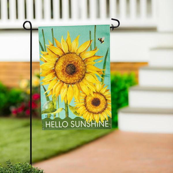 plow & hearth Hello Sunshine Burlap Garden Flag