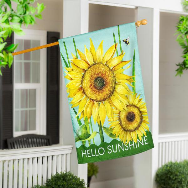 plow & hearth Hello Sunshine Burlap House Flag
