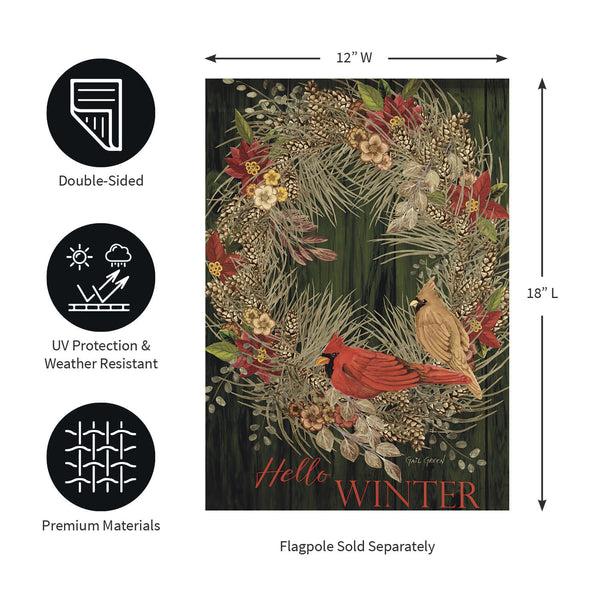 Plow & Hearth Hello Winter Moire Garden Flag