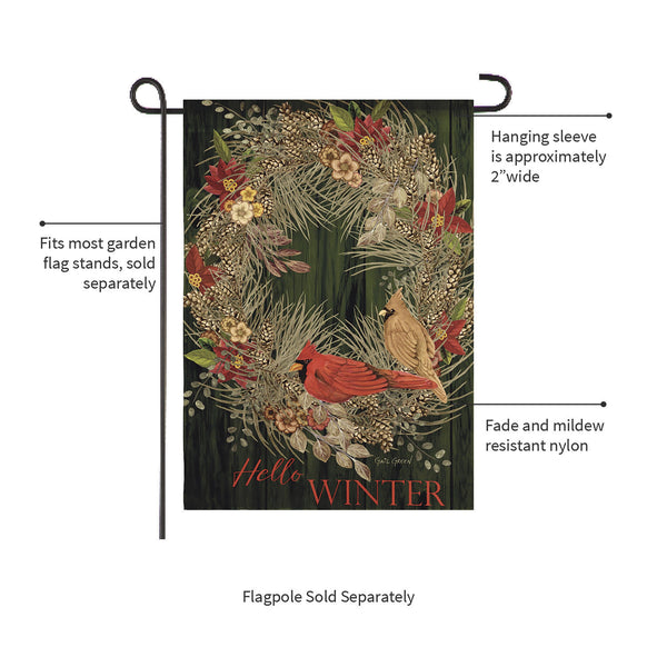 Plow & Hearth Hello Winter Moire Garden Flag