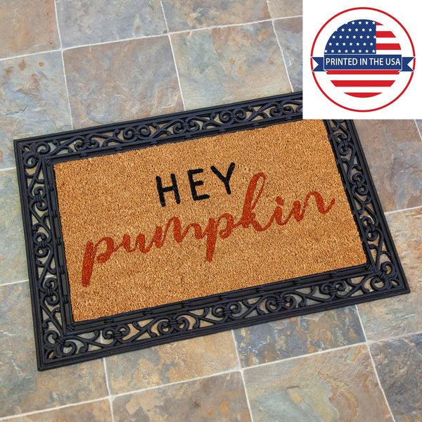 Plow & Hearth Hey Pumpkin Coir Mat