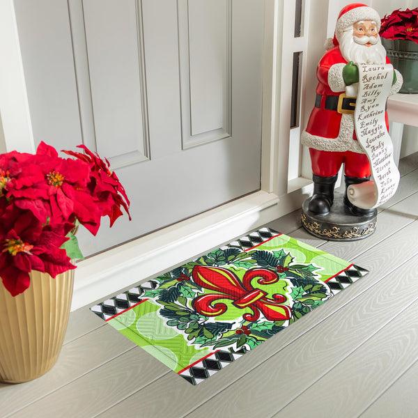 Plow & Hearth Holiday Fleur De Lis Embossed Mat