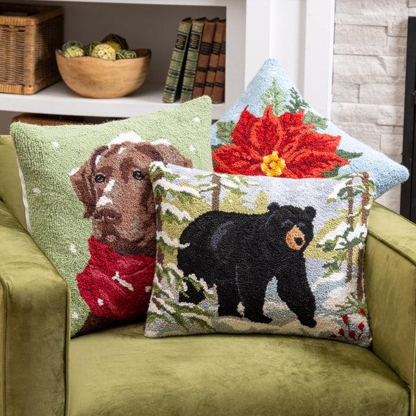 Plow & Hearth Holiday Poinsettia Hook Pillow